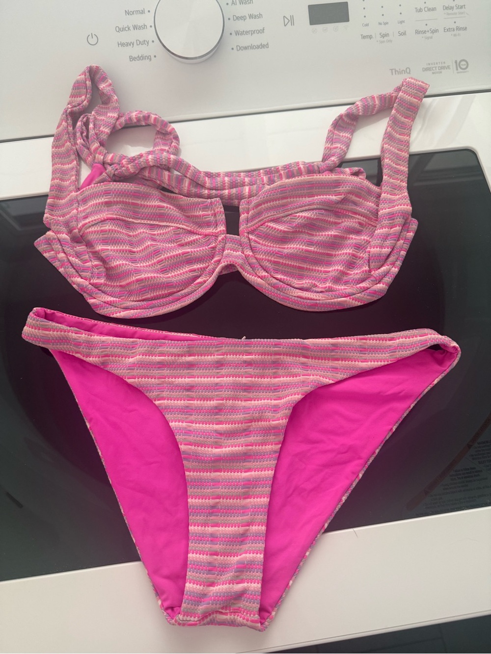 l*space Pink Striped Underwire Bikini Set